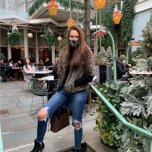 Faux fur leopard coat